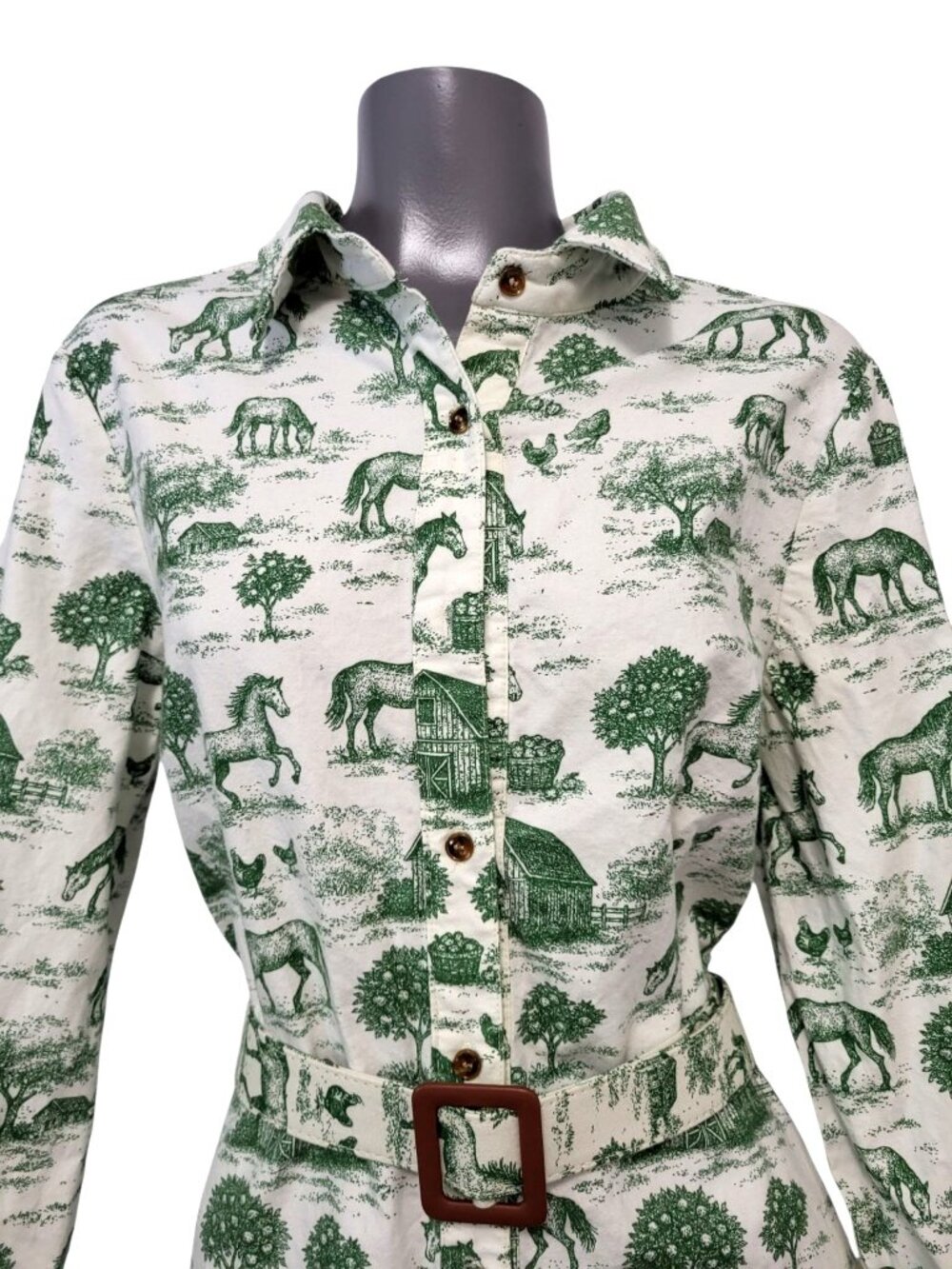 Kiel James Patrick Stonewall Pasture Flannel Dress Belted KJP Midi Maxi - Picture 4 of 15